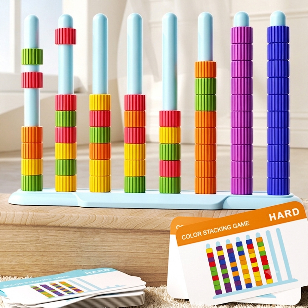 Color Stack Challenge প্যাকেজ – স্ট্যাক র‍্যাক, কালার রিং ও চ্যালেঞ্জ কার্ড